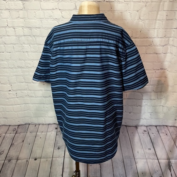 Old Navy Relaxed-Fit Textured-Stripe Short-Sleeve Shirt blue - Picture 6 of 7